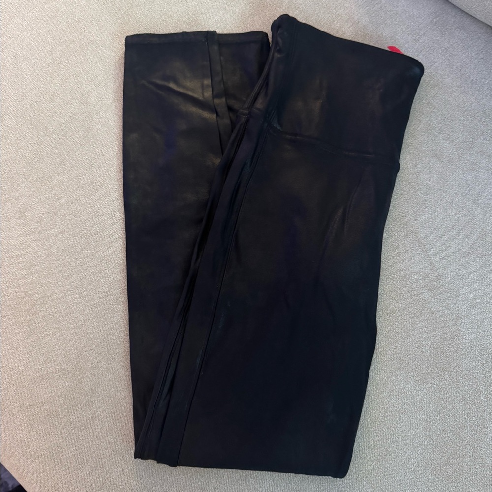 Spanx Women's Black Faux Leather Leggings Size Large